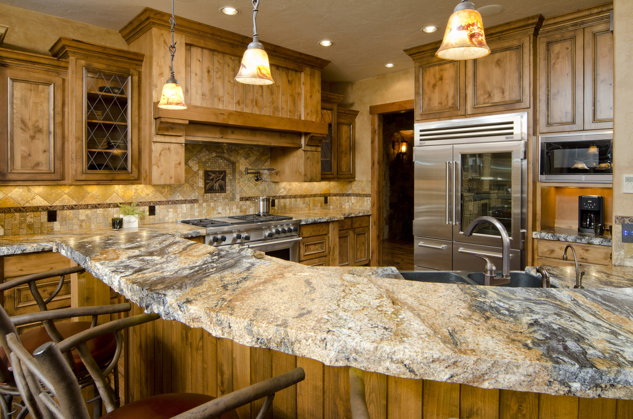 Modern kitchen with stone counters