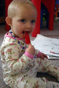 Baby eating a popsicle